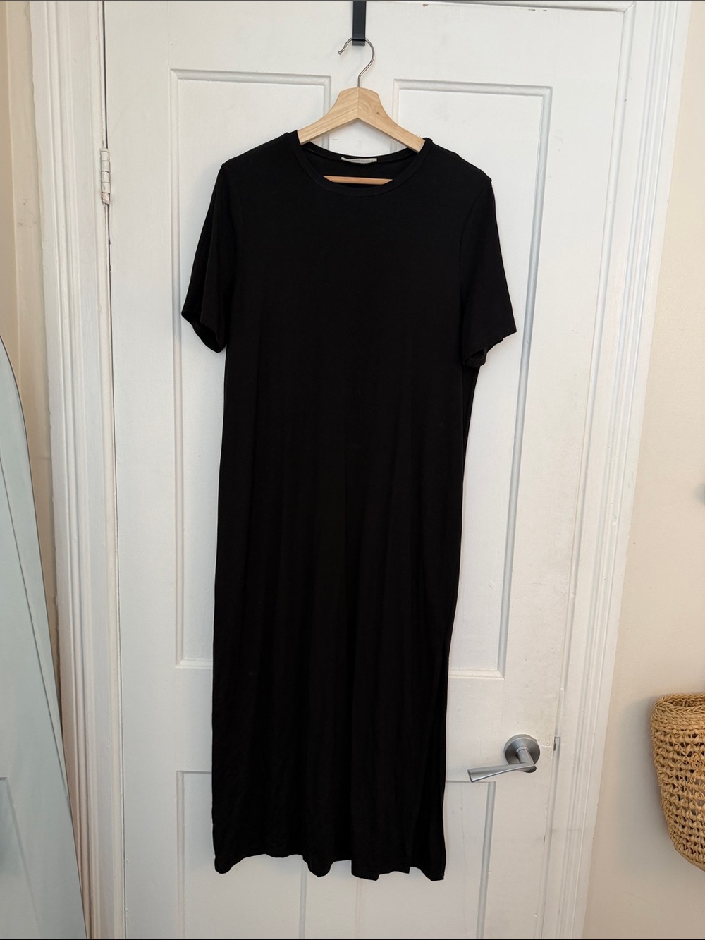 Reformation Black Short-Sleeve Maxi Dress